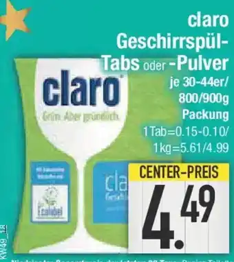 E-Center claro Geschirrspül- Tabs oder -Pulver Angebot