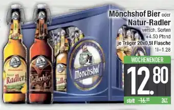 E-Center Mönchshof Bier oder Natur-Radler Angebot