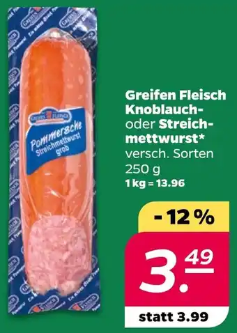 NETTO Greifen Fleisch Knoblauch- oder Streichmettwurst Angebot