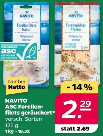 NETTO NAVITO ASC Forellenfilets geräuchert Angebot