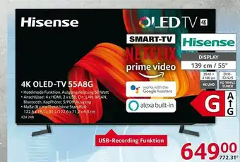 Selgros Hisense 4k Oled-tv55a8g Angebot