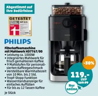 PENNY Philips Filterkaffeemaschine Mit Mahlwerk HD7767/00 Angebot