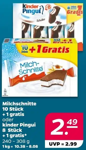 NETTO Milchschnitte 10 Stück + 1 gratis oder kinder Pingui 8 Stück + 1 gratis Angebot
