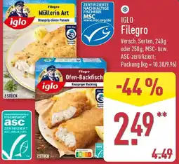 Aldi Nord IGLO Filegro Angebot