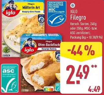 Aldi Nord IGLO Filegro Angebot