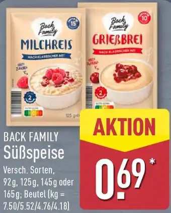 Aldi Nord BACK FAMILY Süßspeise Angebot