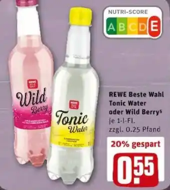 REWE PETZ Rewe Beste Wahl Tonic Water oder Wild Berry 1L Angebot