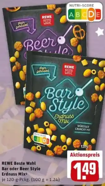 REWE PETZ Rewe Beste Wahl Bar oder Beer Style Erdnuss Mix 120g Angebot