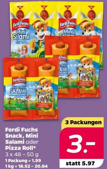 NETTO Ferdi Fuchs Snack, Mini Salami oder Pizza Roll Angebot