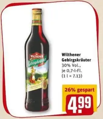 REWE PETZ Wilthener Gebirgskräuter 0,7L Angebot