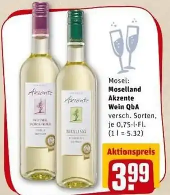 REWE PETZ Moselland Akzente Wein QbA 0,75L Angebot