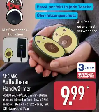 Aldi Nord AMBIANO Aufladbarer Handwärmer Angebot