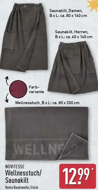 Aldi Nord NOVITESSE Wellnesstuch/ Saunakilt Angebot