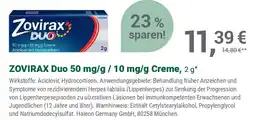 Alliance Healthcare ZOVIRAX Duo 50 mg/g / 10 mg/g Creme, 2 g Angebot