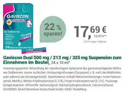 Alliance Healthcare Gaviscon Dual 500 mg / 213 mg/325 mg Suspension zum Einnehmen im Beutel Angebot
