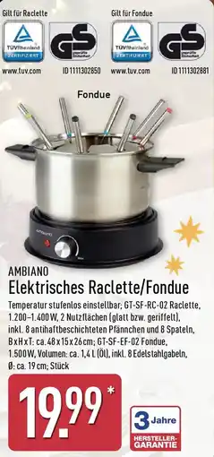Aldi Nord AMBIANO Elektrisches Raclette/Fondue Angebot