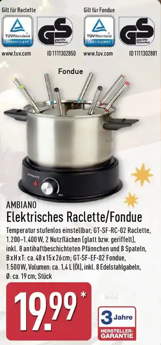 Aldi Nord AMBIANO Elektrisches Raclette/Fondue Angebot