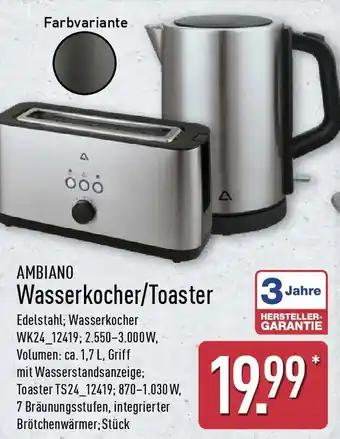 Aldi Nord AMBIANO Wasserkocher/Toaster Angebot