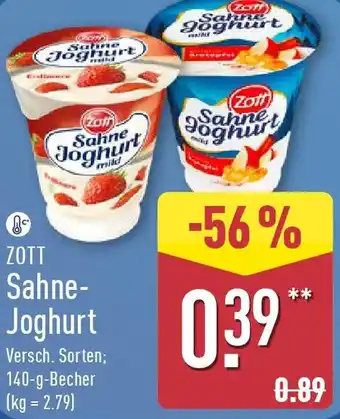 Aldi Nord ZOTT Sahne Joghurt Angebot