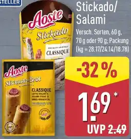 Aldi Nord AOSTE Stickado/Salami Angebot