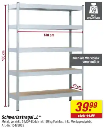 toom Baumarkt Schwerlastregal ,,L" Angebot