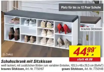 toom Baumarkt Schuhschrank mit Sitzkissen Angebot