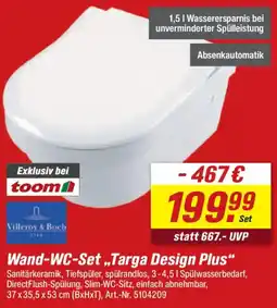 toom Baumarkt Villeroy & Boch Wand-WC-Set „Targa Design Plus" Angebot
