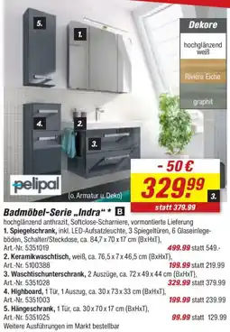 toom Baumarkt Pelipal Badmöbel-Serie „Indra" Angebot