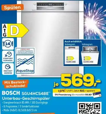 Euronics Bosch SGU4HCS48E Unterbau Geschirrspüler Angebot