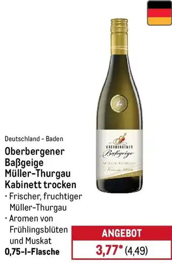 METRO Oberbergener Baẞgeige Müller-Thurgau Kabinett trocken Angebot
