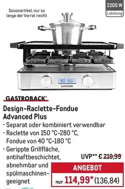 METRO GASTROBACK Design-Raclette-Fondue Advanced Plus Angebot