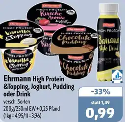 Aktiv Irma Ehrmann High Protein &Topping, Joghurt, Pudding oder Drink Angebot