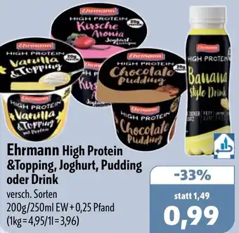 Aktiv Irma Ehrmann High Protein &Topping, Joghurt, Pudding oder Drink Angebot