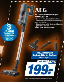 expert Techno Land AEG Akku-Handstaubsauger AP61AB21EX Angebot
