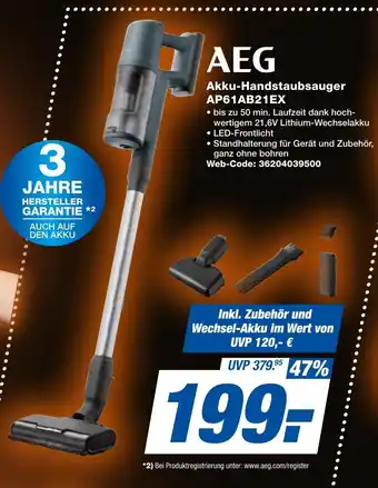 expert Techno Land AEG Akku-Handstaubsauger AP61AB21EX Angebot