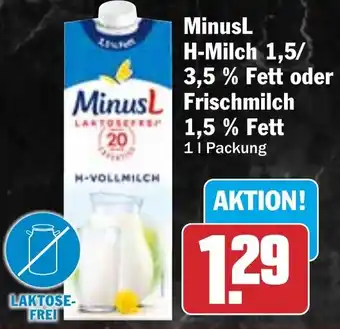 HIT MinusL H-Milch 1,5/ 3,5 % Fett oder N Minus Frischmilch 1,5 % Fett Angebot