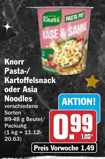 HIT Knorr Pasta-/ Kartoffelsnack oder Asia Noodles Angebot