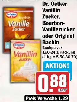 HIT Dr. Oetker Vanillin Zucker, Bourbon- Vanillezucker oder Original Backin Angebot