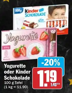 HIT Yogurette oder Kinder Schokolade Angebot