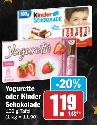 HIT Yogurette oder Kinder Schokolade Angebot