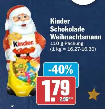 HIT Kinder Schokolade Weihnachtsmann Angebot