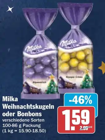 HIT Milka Weihnachtskugeln oder Bonbons Angebot