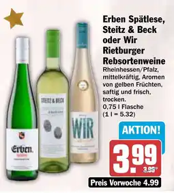 HIT Erben Spätlese, Steitz & Beck oder Wir Rietburger Rebsortenweine Angebot