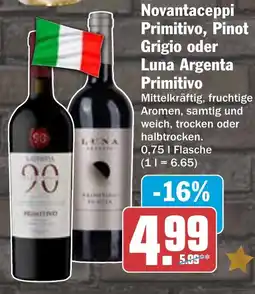 HIT Novantaceppi Primitivo, Pinot Grigio oder Luna Argenta Primitivo Angebot