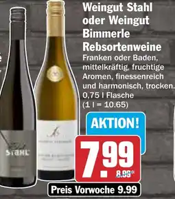 HIT Weingut Stahl oder Weingut Bimmerle Rebsortenweine Angebot