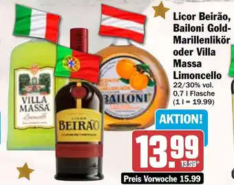 HIT Licor Beirão, Bailoni Gold- Marillenlikör oder Villa Massa Limoncello Angebot