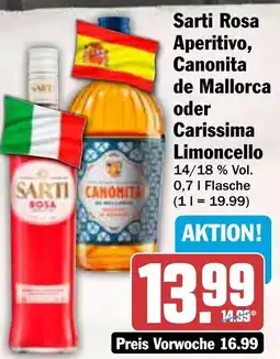 HIT Sarti Rosa Aperitivo, Canonita de Mallorca oder Carissima Limoncello Angebot