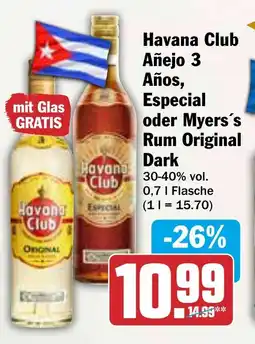 HIT Havana Club Añejo 3 Años, Especial oder Myers's Rum Original Dark Angebot
