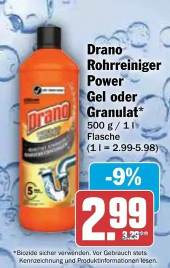 HIT Drano Rohrreiniger Power Gel oder Granulat Angebot