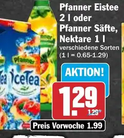 HIT Pfanner Eistee oder Pfanner Säfte, Nektare Angebot